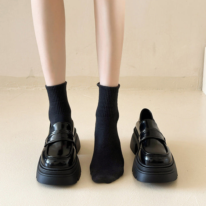 Damen Plateau-Lederschuhe mit modischem Detail und robuster Sohle Drune