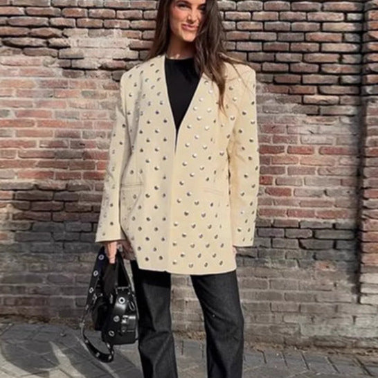 Damen Oversized Blazer mit luxuriösen Applikationen Drune