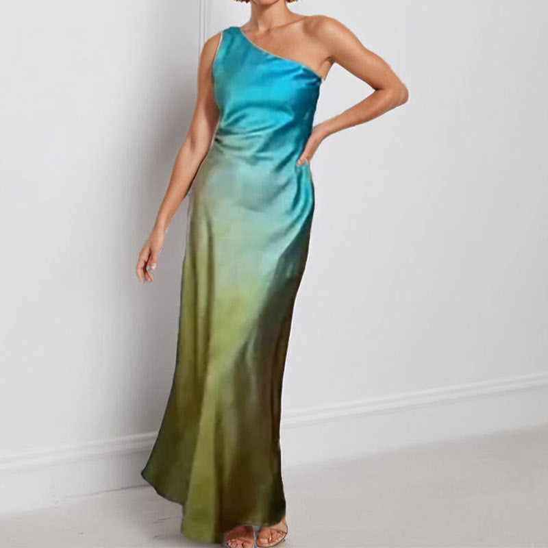 Damen Maxikleid mit asymmetrischem Schnitt und schickem Satin-Finish Drune
