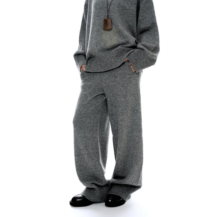 Damen Weiche Strick-Loungehose mit weitem Bein und Eingrifftaschen Drune