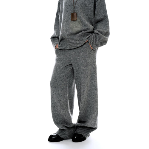 Damen Weiche Strick-Loungehose mit weitem Bein und Eingrifftaschen Drune