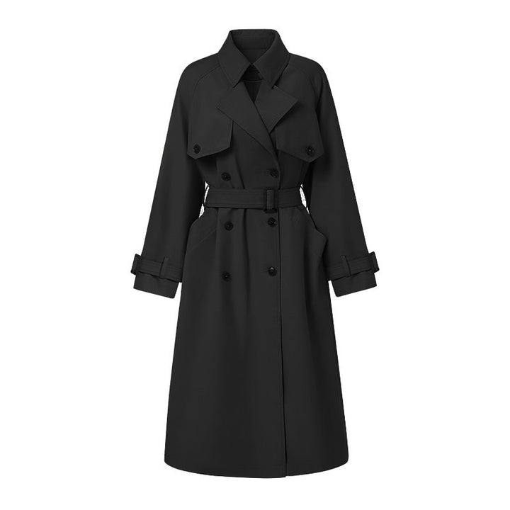 Damen Oversize Trenchcoat mit Doppelreihe, Taillengürtel und Epauletten Drune
