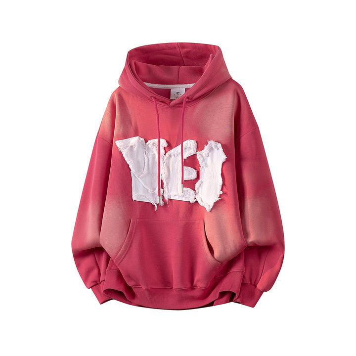 Unisex Oversize Kapuzenpullover mit handschriftlichem Grafik-Print, Kängurutasche & geripptem Saum Drune