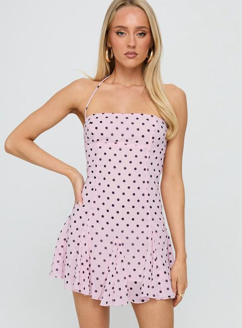 Damen nan schulterfreies Neckholder-Minikleid mit taillierter Korsage und ausgestelltem Volantrock Drune