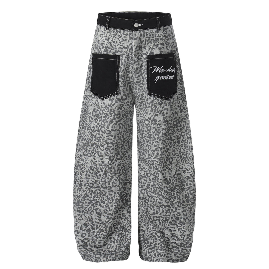Damen Weitgeschnittene Hose mit Tierfell-Muster Drune