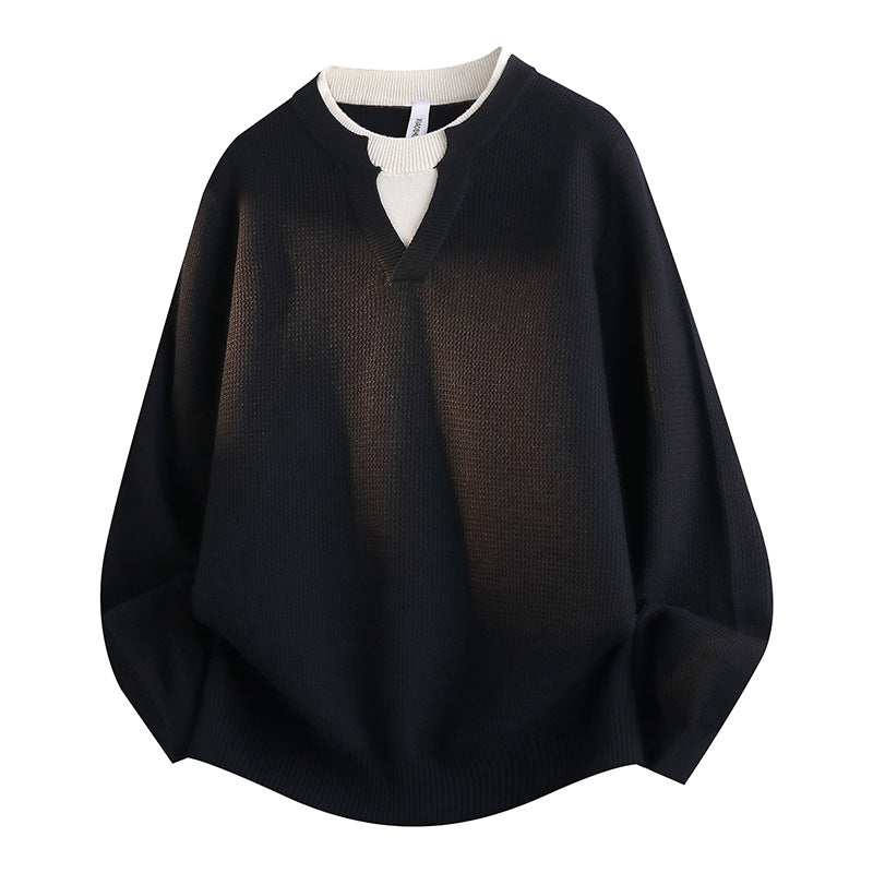 Damen Stylischer Grobstrickpullover mit V-Ausschnitt Drune