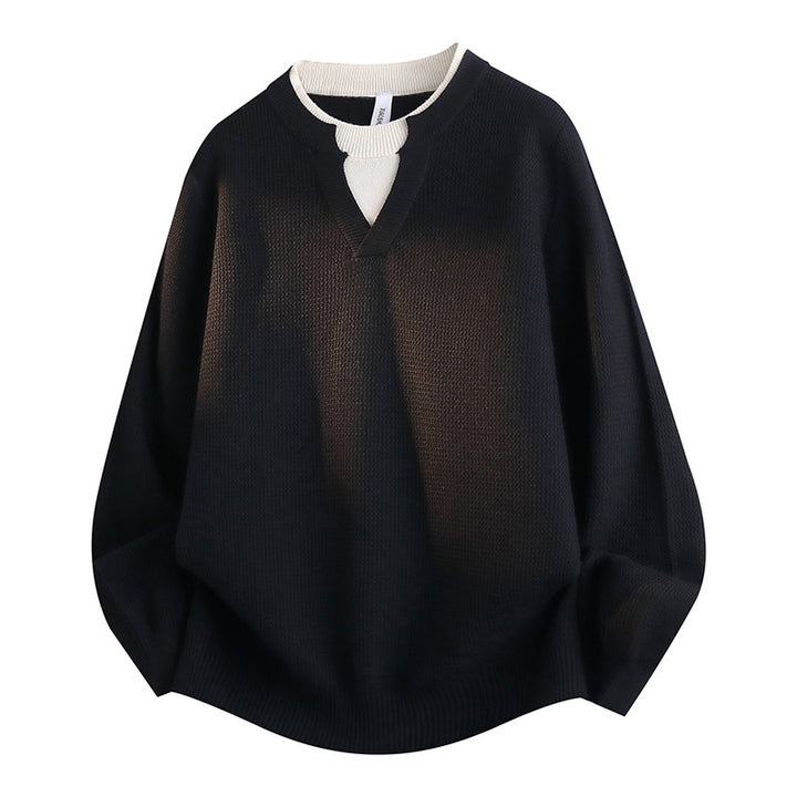 Damen Stylischer Grobstrickpullover mit V-Ausschnitt Drune