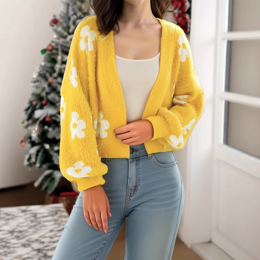 Damen modischer Cardigan mit floralem Design Drune