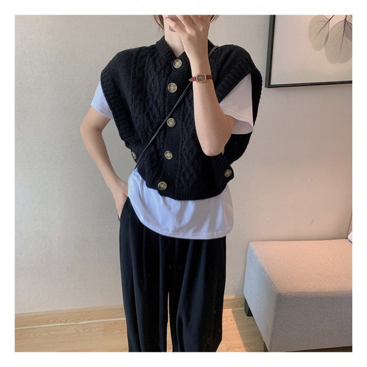 Damen Strickweste mit Zopfmuster Drune