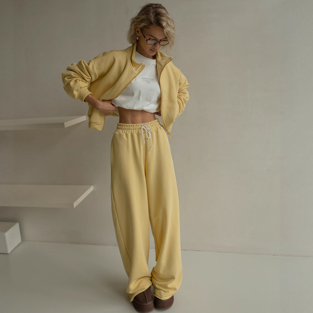 Damen lässiges Fleece-Lounge-Set mit hoher Flexibilität Drune