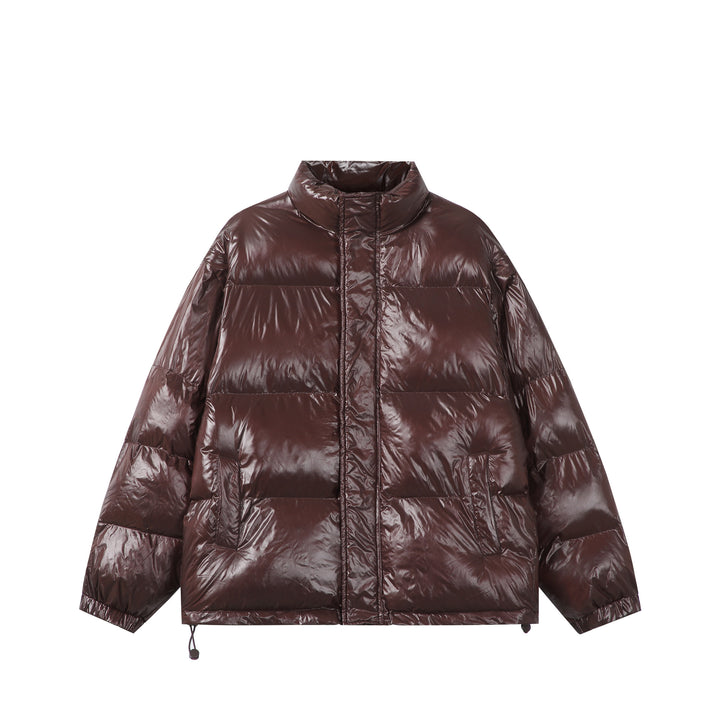Unisex Glänzende Boxy‑Wattierte Oversize‑Pufferjacke mit hohem Stehkragen Drune