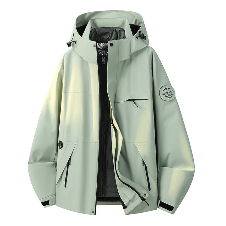 Herren Wetterfeste dreilagige Hardshelljacke mit verstellbarer Kapuze, verschweißten Nähten & Multifunktionstaschen Drune