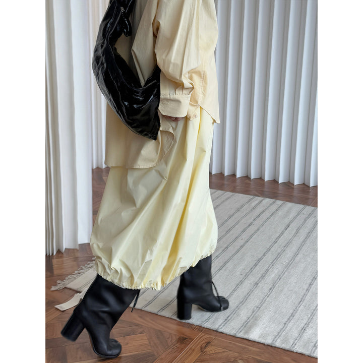 Damen Langgeschnittene Oversize-Hemdbluse aus leichter Baumwoll-Popeline mit Brusttasche und abgerundetem Saum Drune
