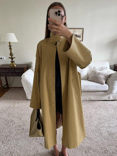 Damen Oversized Trenchcoat mit praktischem Knopfverschluss Drune