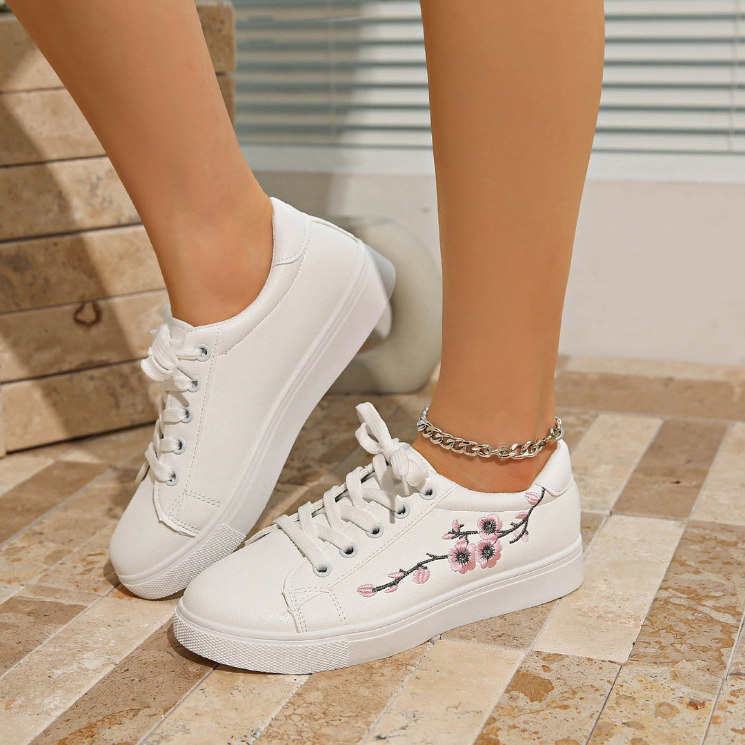 Damen Plateausneaker mit floraler Stickerei und gepolstertem Komfortfußbett Drune