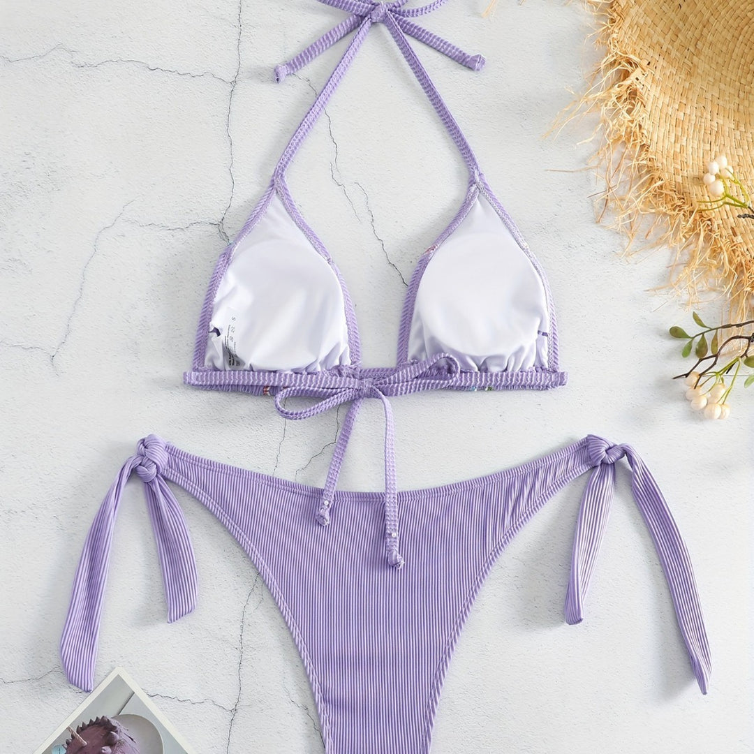 Damen Triangel-Bikini mit verspielten Bändern Drune
