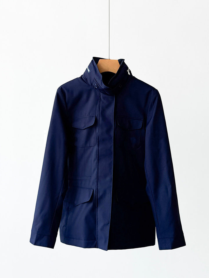 Damen moderne Utility-Jacke mit hohem Kragen Drune