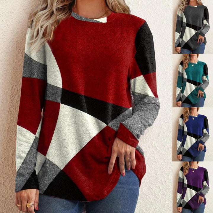 Damen Geometrischer Übergroßer Strickpullover mit Knopfdetails an der Seite Drune