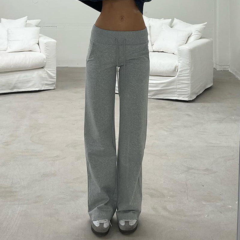 Damen nan weite Sweatpants mit hohem Komfortbund, Kordelzug und aufgesetzten Taschen Drune