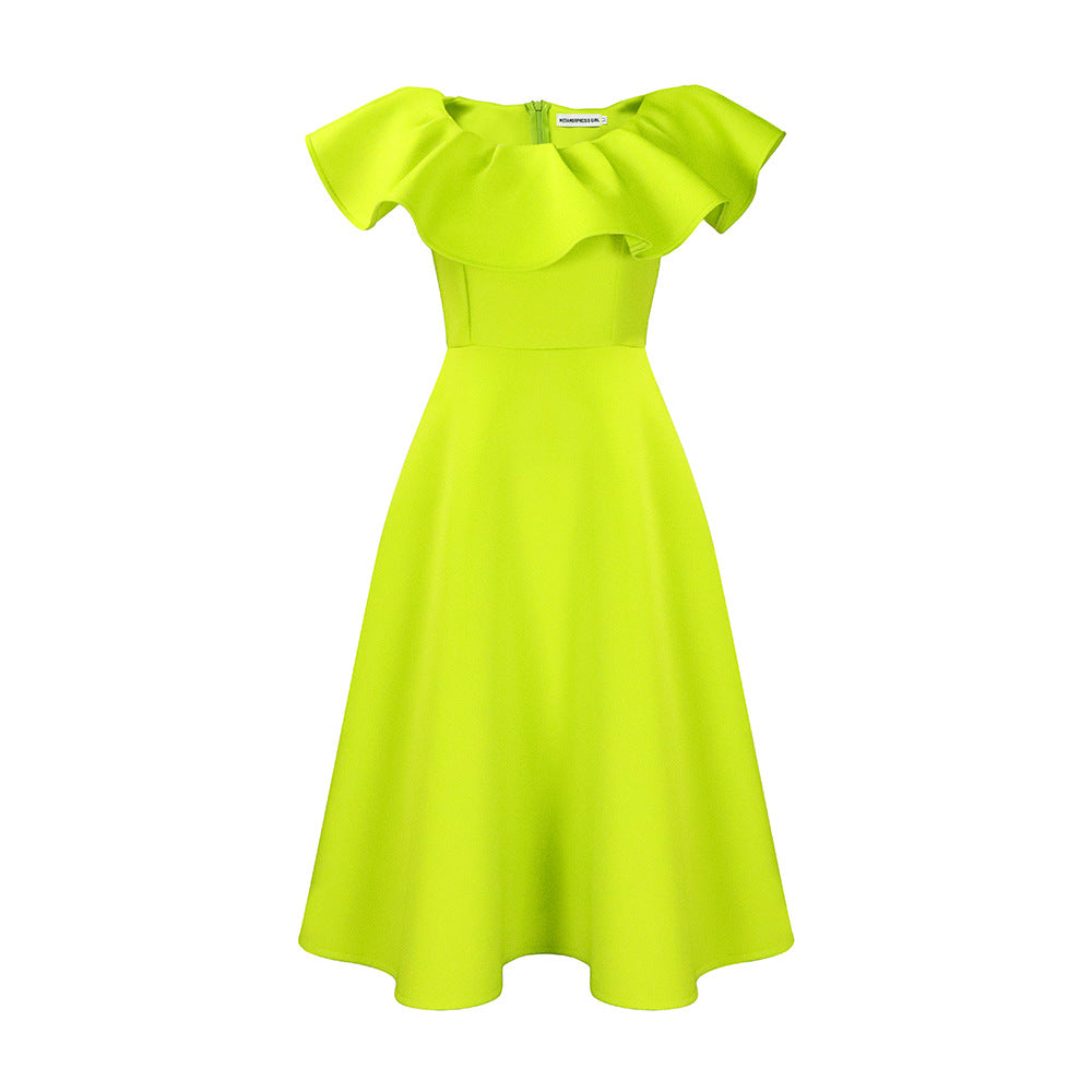 Damen Midikleid mit elegantem Volant und tailliertem Schnitt Drune