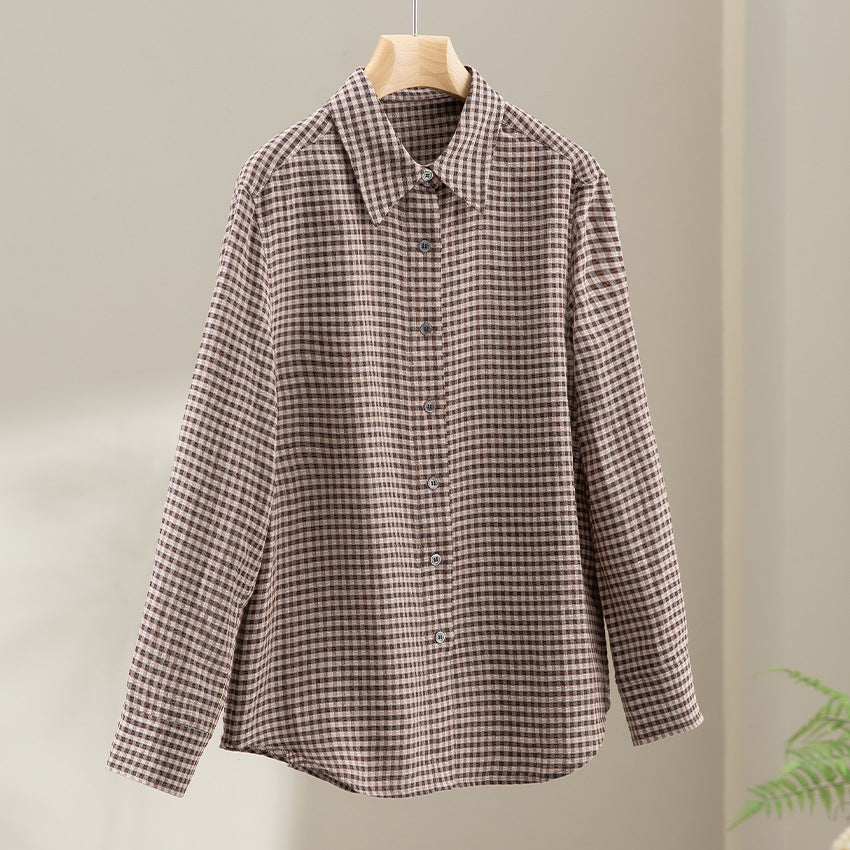Damen Karierte Oversize-Hemdenbluse mit durchgehender Knopfleiste Drune