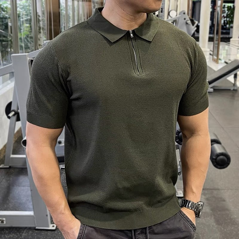 Herren Strukturierte Kurzarm Poloshirt Drune