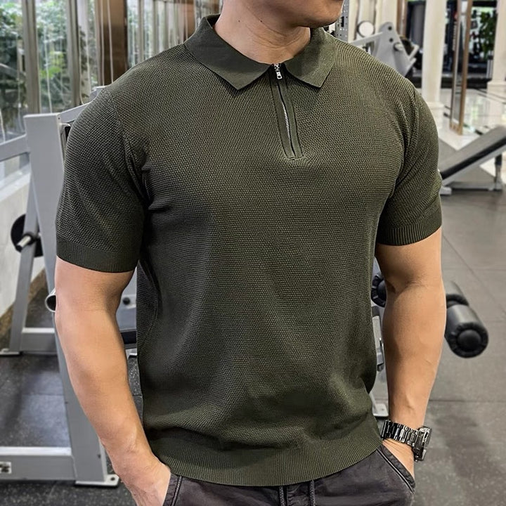 Herren Strukturierte Kurzarm Poloshirt Drune