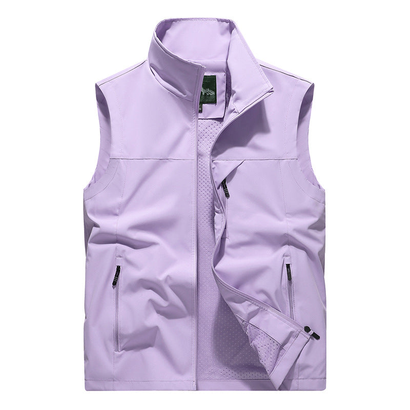 Herren Winddichte Softshell‑Outdoorweste mit belüftetem Mesh‑Innenfutter und verdeckten Reißverschlusstaschen Drune