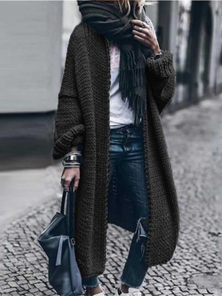 Damen Langer Grobstrick-Mantelcardigan mit überschnittener Schulter und offener Front Drune