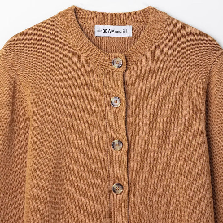Damen Strickjacke mit Knopfdetails und Rundhalsausschnitt Drune