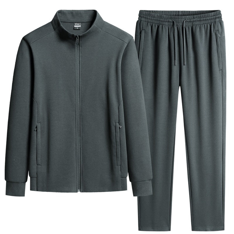 Herren Modernes Freizeit-Trainingsset aus Thermofleece mit Stehkragen‑Zipjacke & konischer Jogginghose Drune