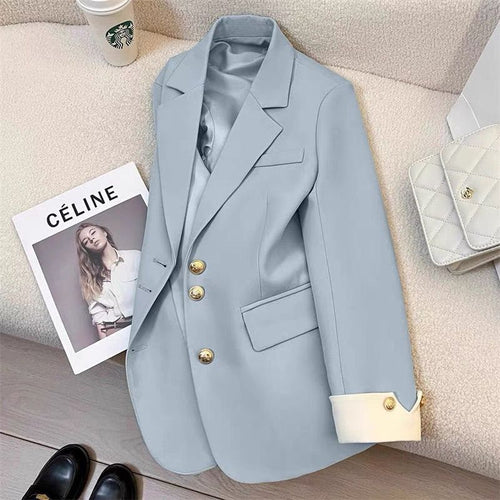 Damen Eleganter Blazer mit goldenen Knöpfen Drune