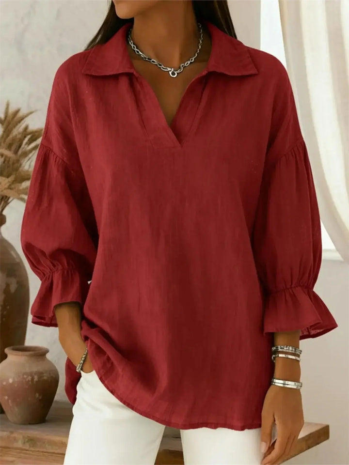 Damen Lässige und elegante Bluse mit weiten Ärmeln Drune