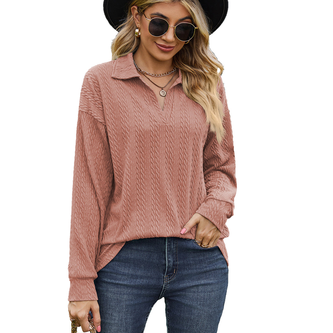 Damen lässiger Pullover mit strukturiertem Kabelmuster Drune