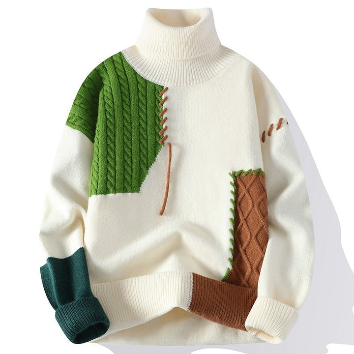 Unisex nan strukturierter Oversize-Strickpullover mit Zopfmuster und dekorativer Steppnaht Drune