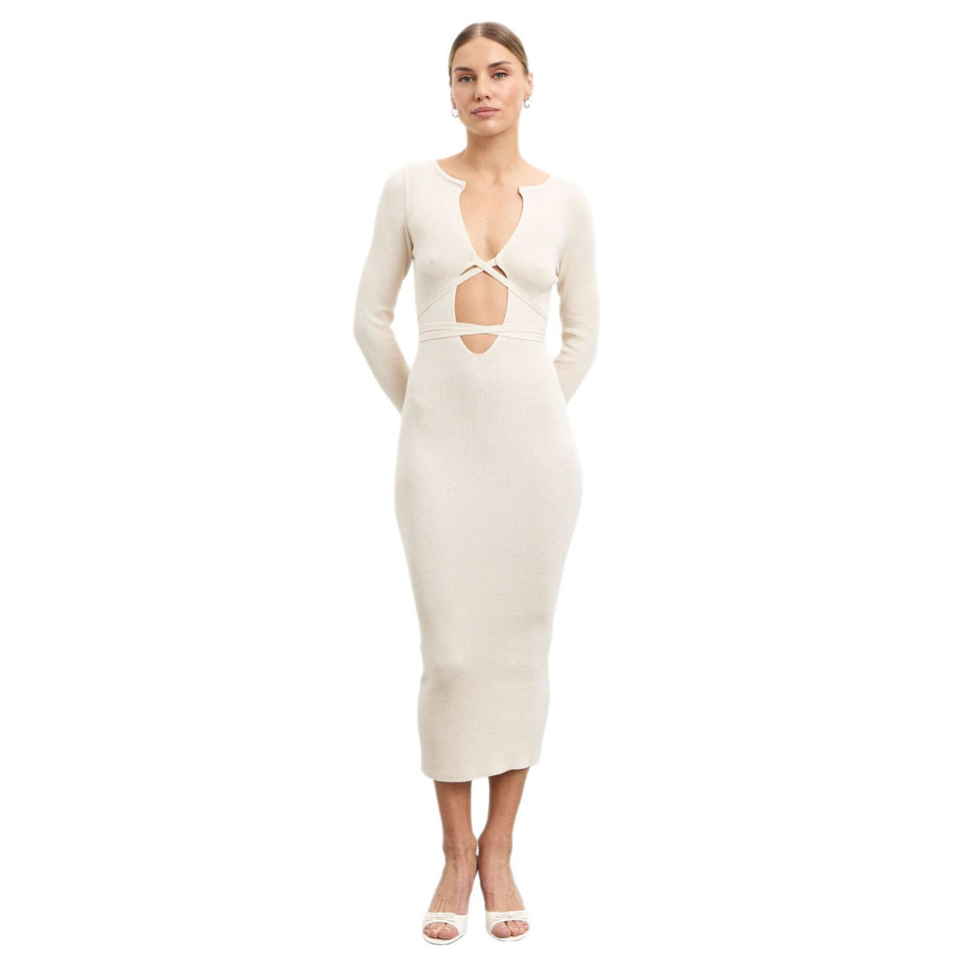 Damen Figurbetontes Strickkleid mit Cut-Out-Design Drune