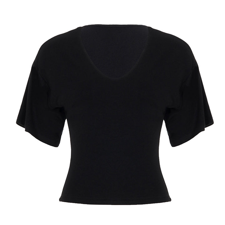 Damen elegantes V-Ausschnitt Oberteil mit lockeren Ärmeln Drune