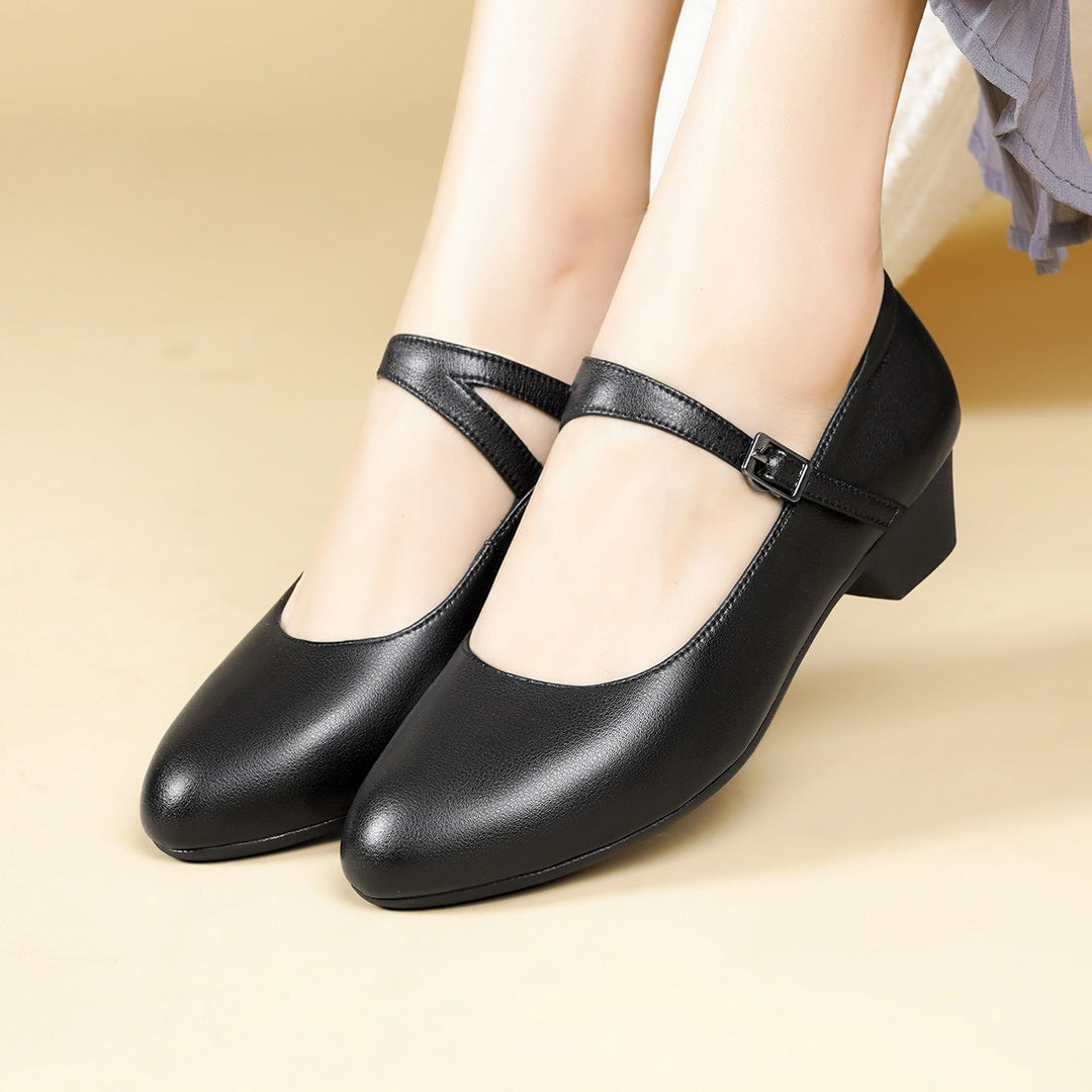 Damen Mary Jane Ballerinas mit modischer Schnalle und bequemer Sohle Drune