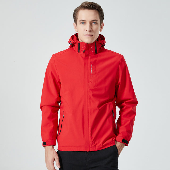 Damen leichte wasserabweisende Freizeit-Outdoorjacke mit verstellbarer Kapuze und verdecktem Reißverschluss Drune