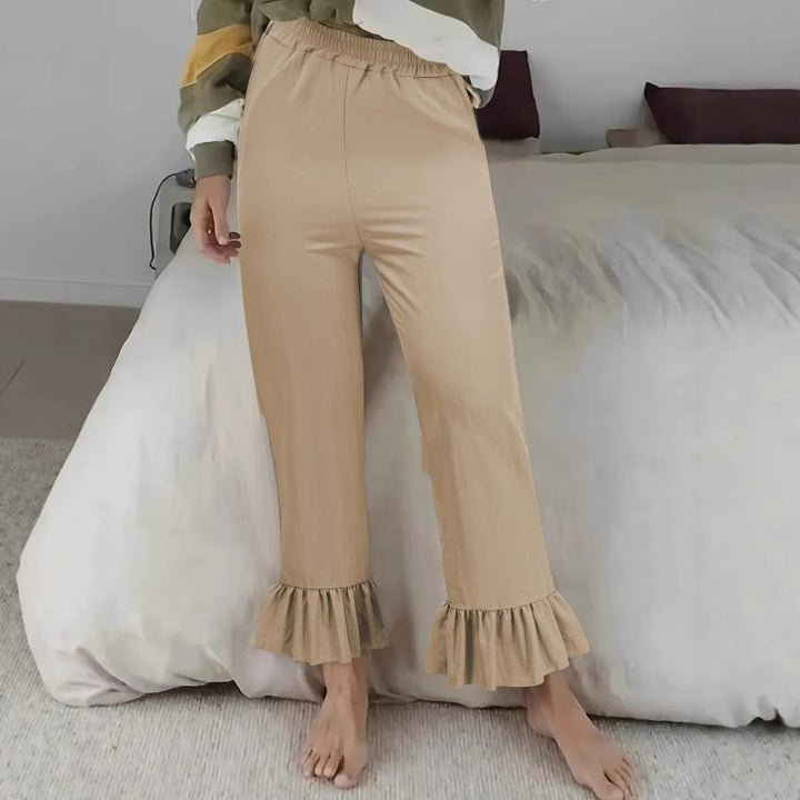 Damen Locker geschnittene Lounge‑Hose aus Jersey mit elastischem Bund und Volant‑Saum Drune