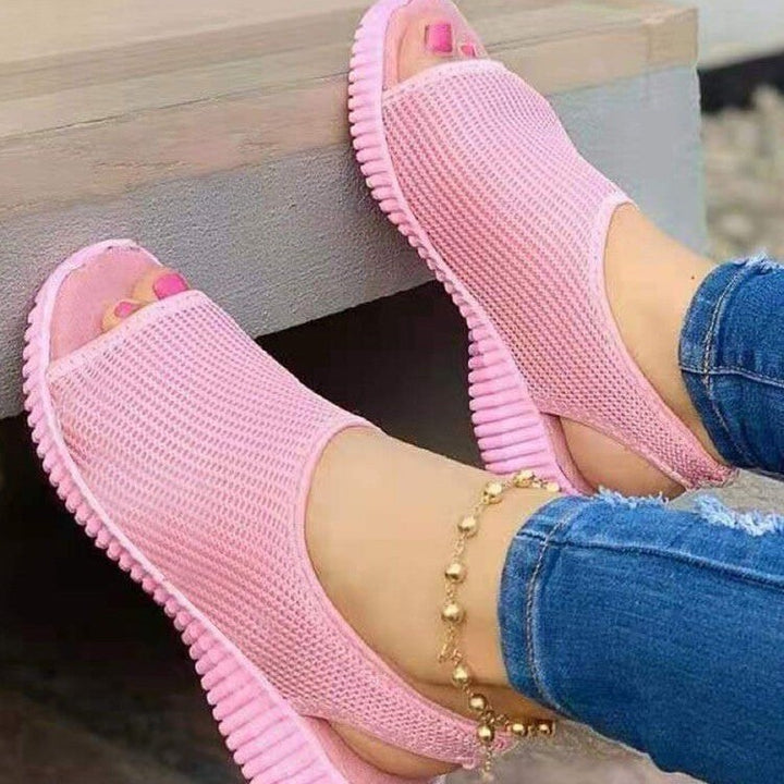 Damen nan atmungsaktive Netzstoff-Sandalen mit offener Zehenpartie und flexibler Fersenlasche Drune