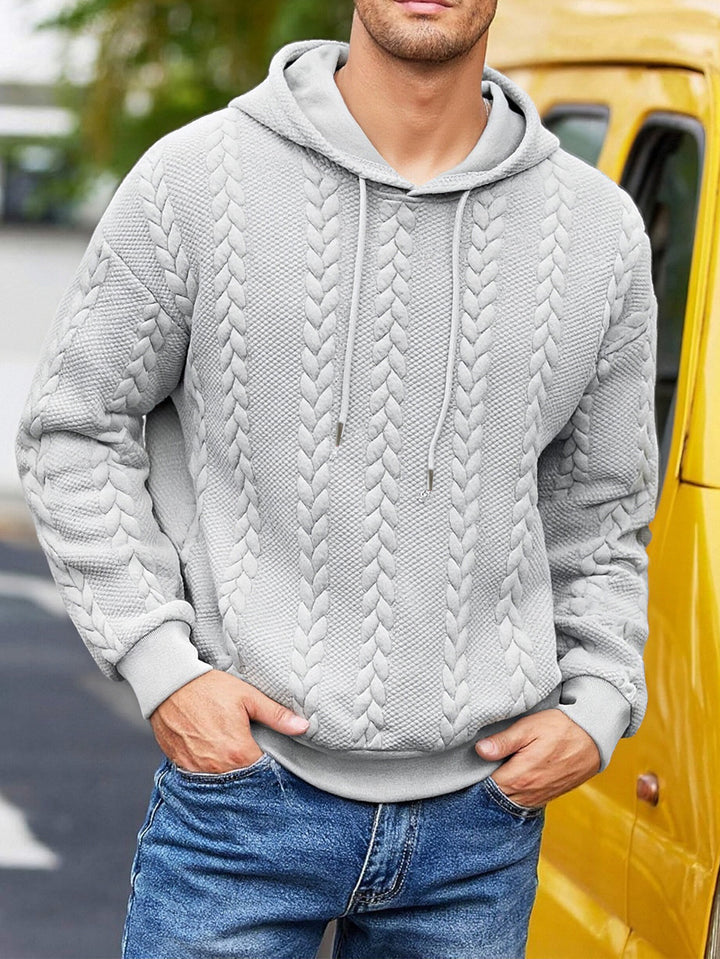 Herren Kapuzenpullover mit erhabenem Flechtrelief und weichem Innenfutter Drune