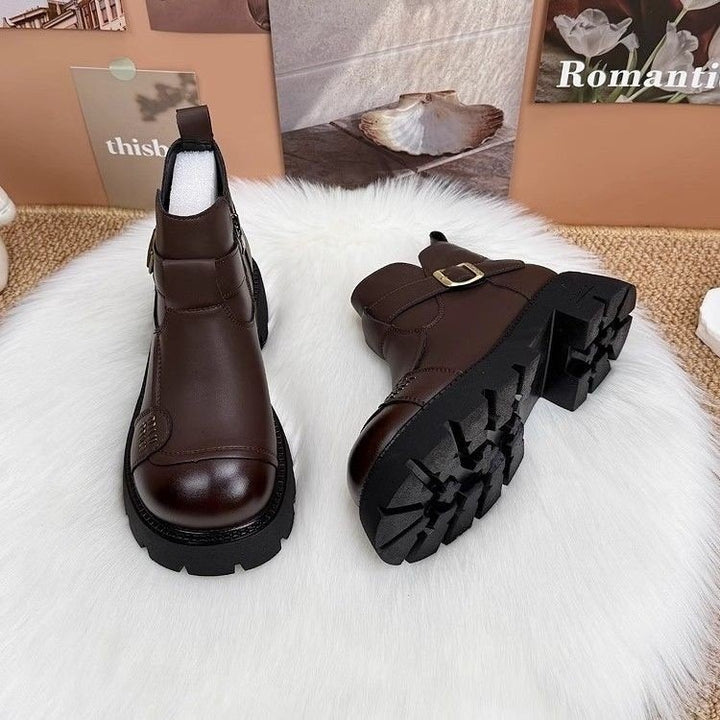 Damen Modische Stiefeletten mit Schnallen-Detail Drune