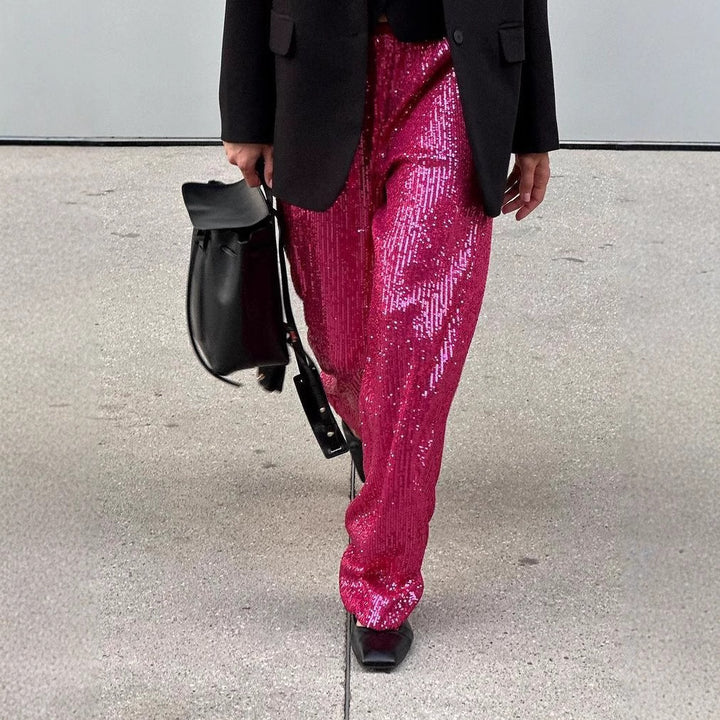 Damen Glitzernde Palazzo-Hose Drune
