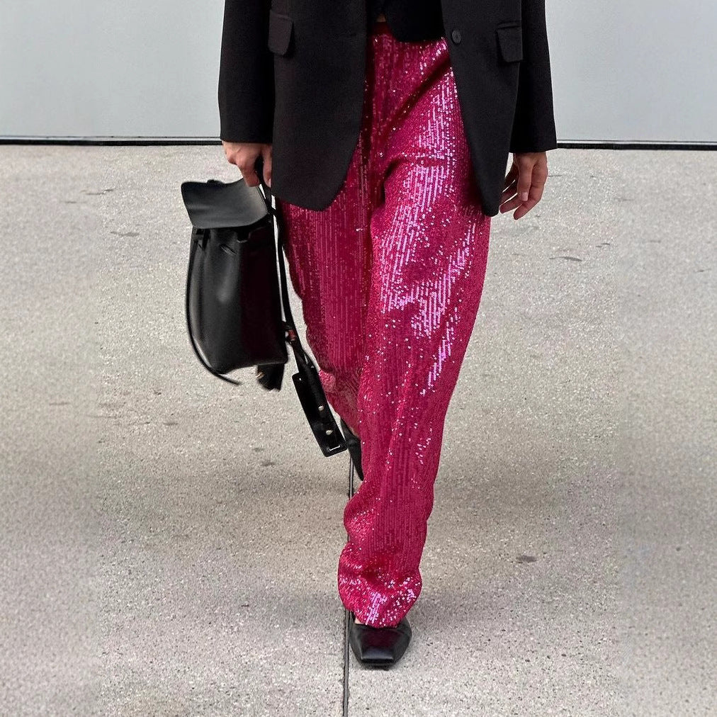 Damen Glitzernde Palazzo-Hose Drune
