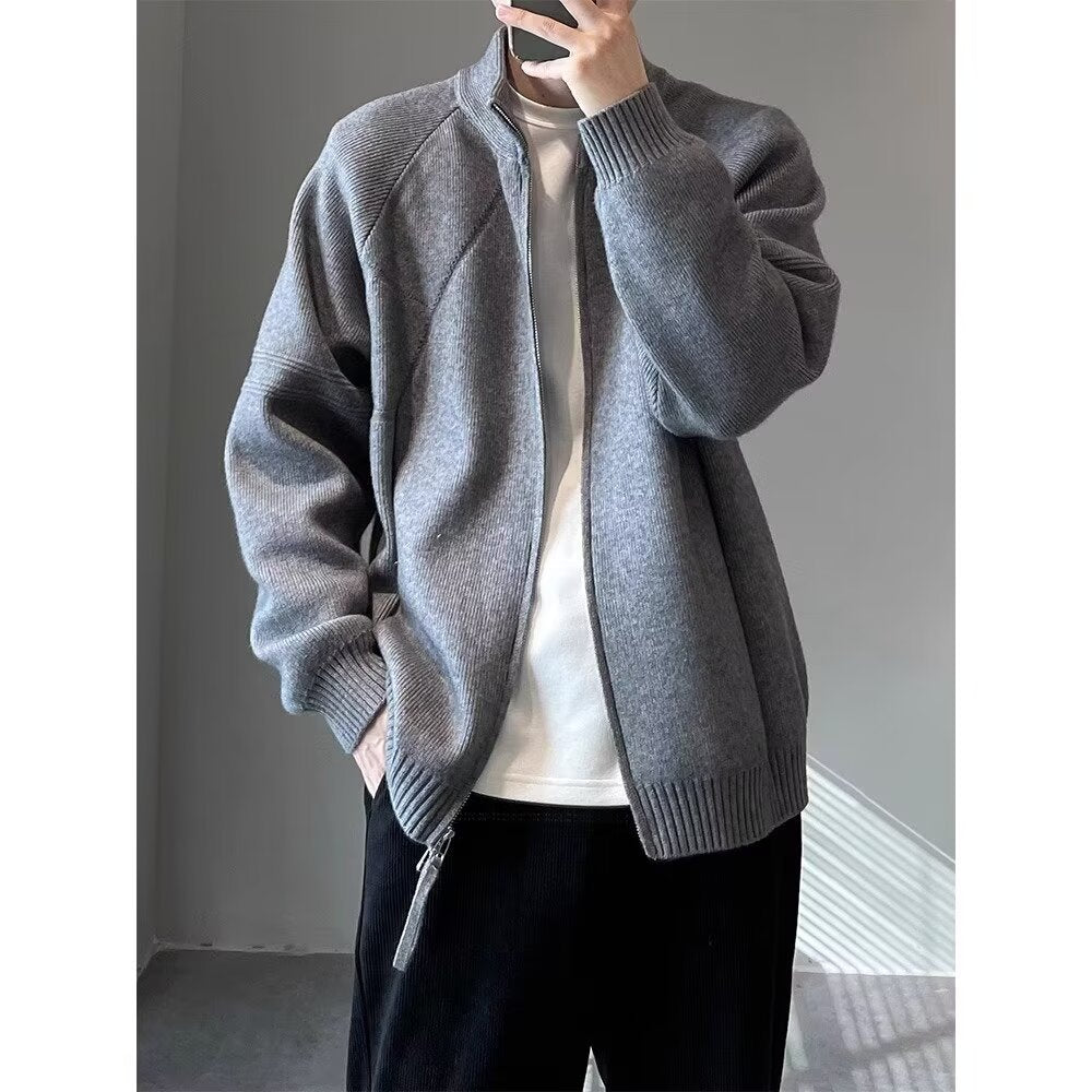 Herren Elegante Strickjacke mit Stehkragen Drune