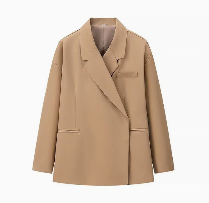 Damen 300+ Boxy-Oversize Blazer mit fallendem Revers, verdeckter Knopfleiste und Leistentaschen Drune