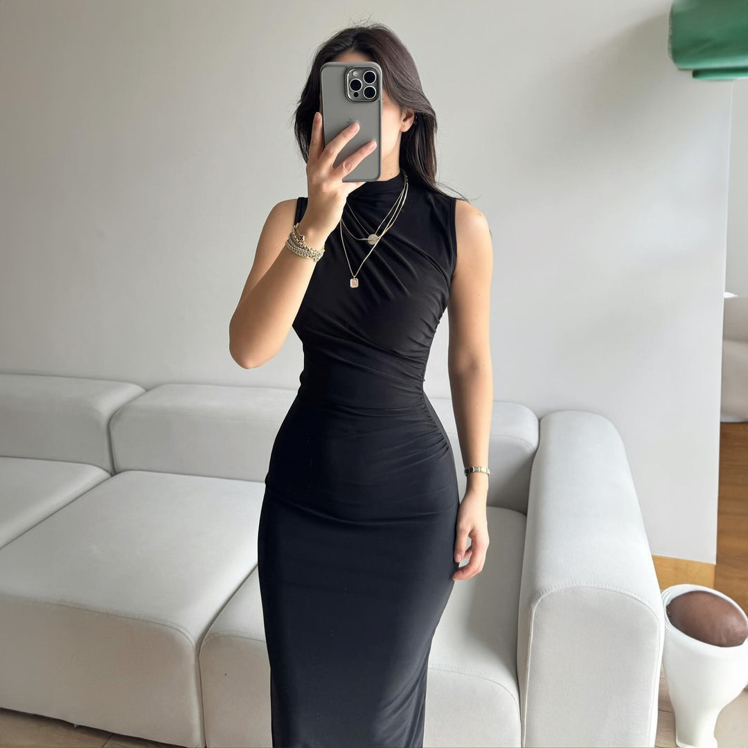 Damen Elegantes Wickelkleid mit figurbetontem Schnitt und hohem Schlitz Drune