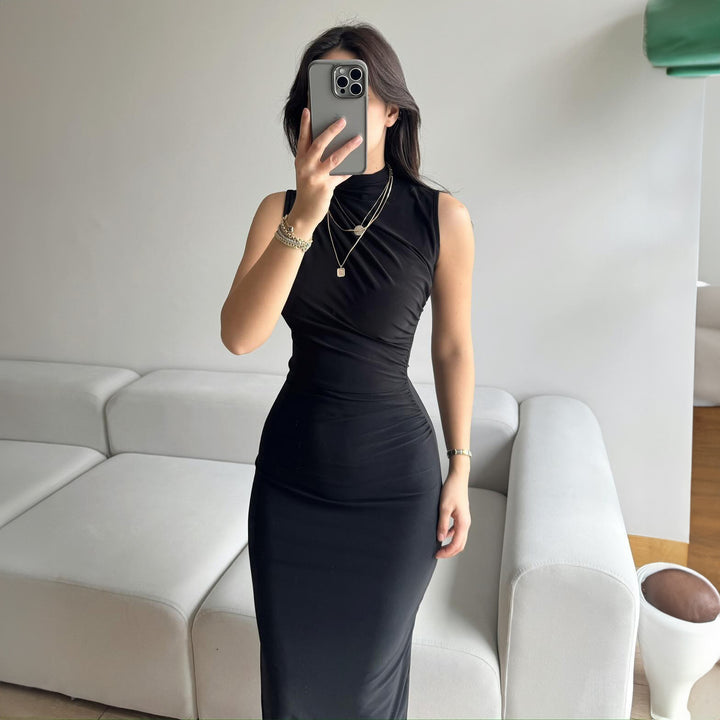 Damen Elegantes Wickelkleid mit figurbetontem Schnitt und hohem Schlitz Drune