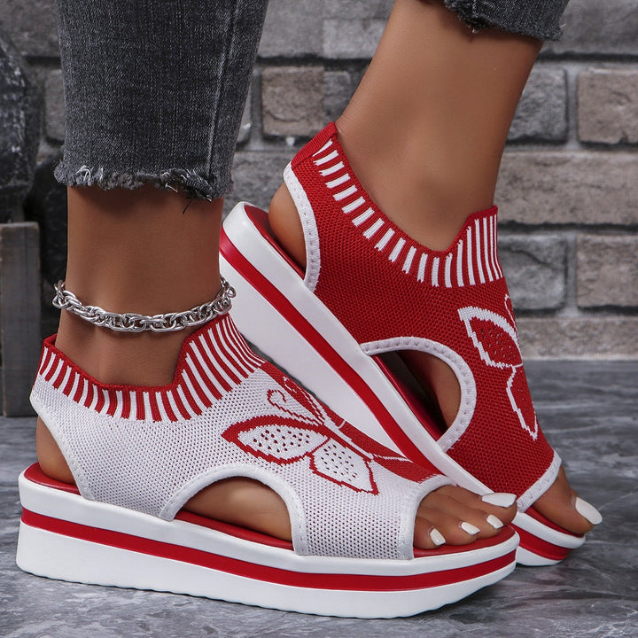 Damen Sportliche Plateau-Sandalen mit modischem Schmetterlingsdesign Drune